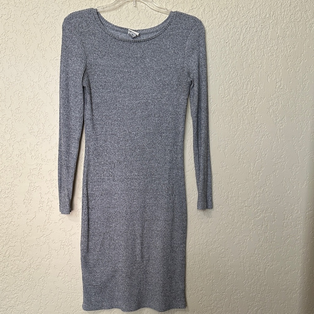 A New Day Ribbed Long-Sleeve Bodycon Dress - Gray XS